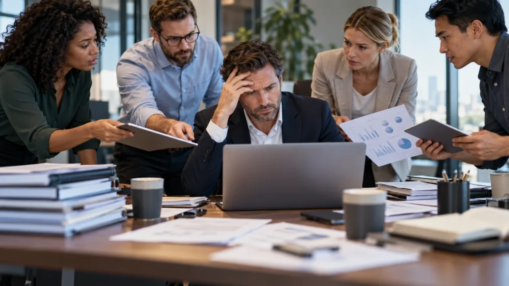 Founder overloaded with decisions while colleagues wait for approvals and direction