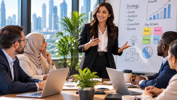 an executive team translating strategy documents into owners, milestones and execution priorities